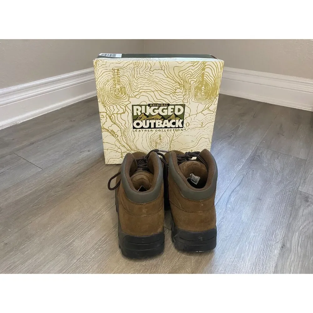 Original Rugged Outback 726 Mens 8.5 Brown Suede Leather Hiking Boots Vintage
